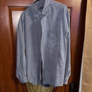 Van Heusen Light Blue Suede-Look Button-Up Shirt